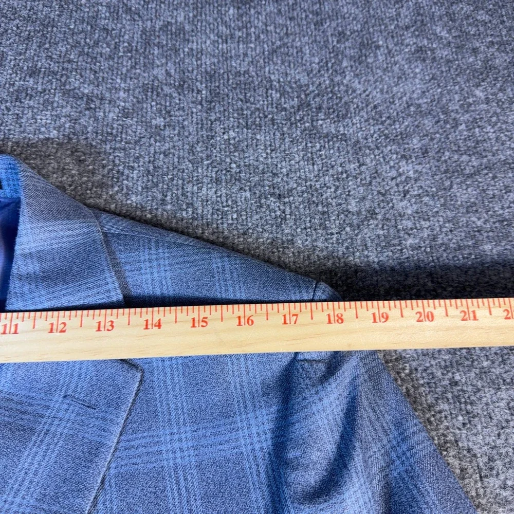Lauren Ralph Lauren Mens 40L Blue Glen Plaid Silk Wool Blend Blazer Sport Coat